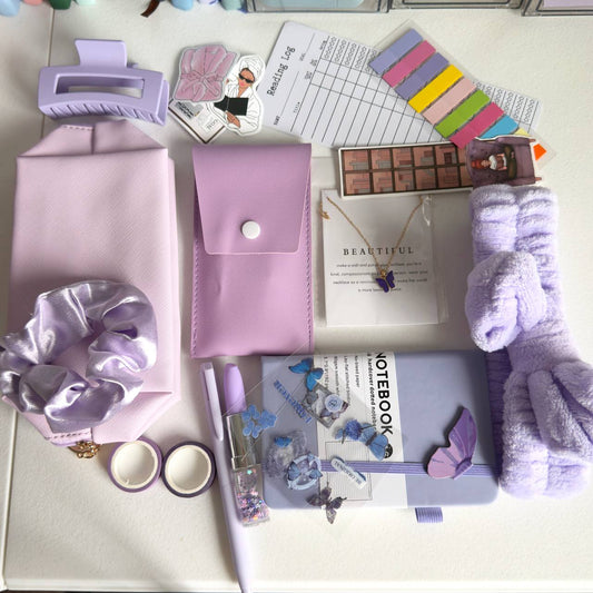 Lavender Cozy Desk Set – Aesthetic Stationery & Self-Care Bundle