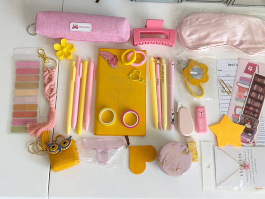 🌼 Yellow & Pink Aesthetic Stationery Set