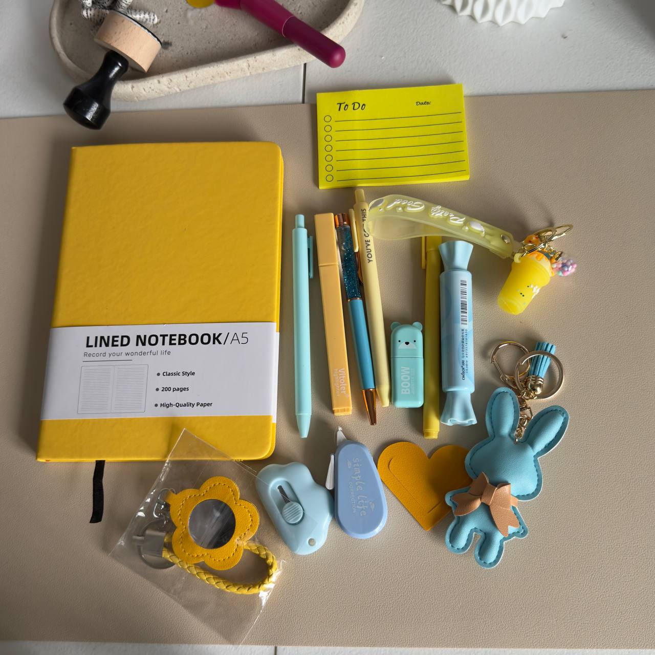 Cute Yellow & Blue Stationery Gift Set